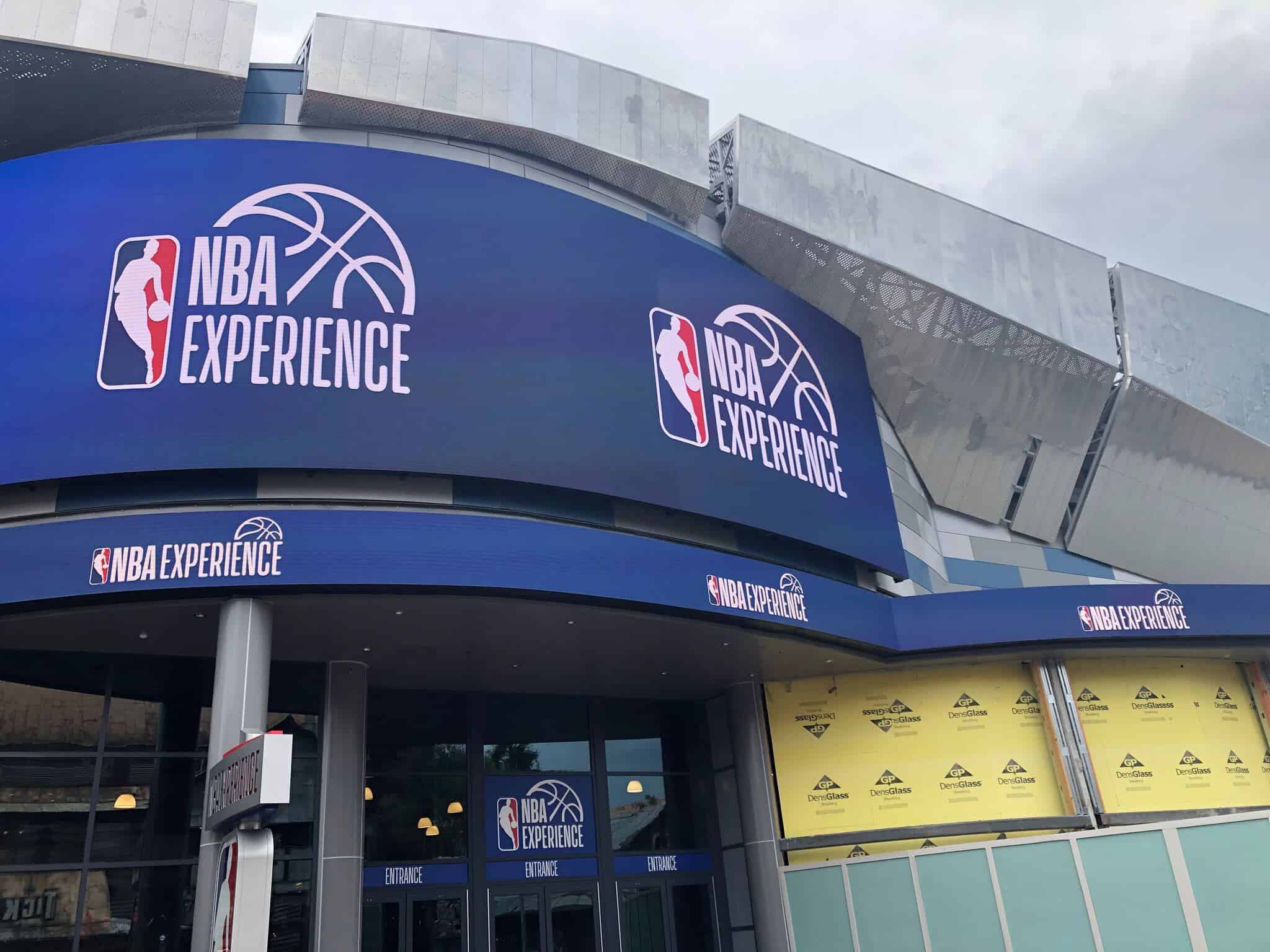 Disney Springs NBA Experience Screens with logo