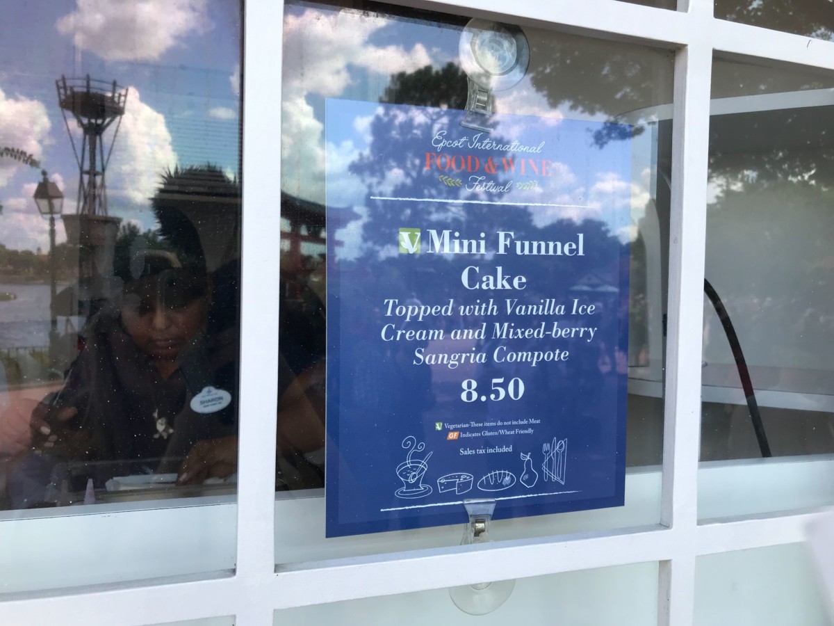 funnel cake epcot food and wine 2019 menu board