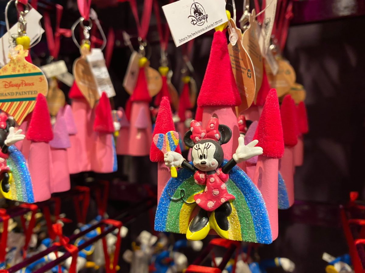 minnie rainbow castle ornament