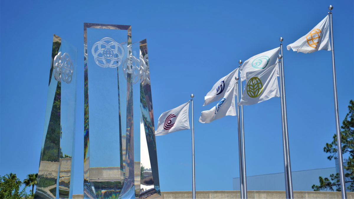 PHOTO REPORT: EPCOT 5/9/21 (More "Points of Light", Construction of "Creations Shop" Progresses, Distanced Character Meets, and More) 37 epcot-pylons-and-flags-5-9-21-2351902