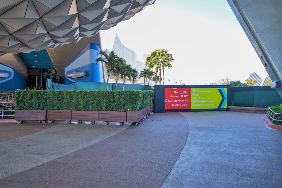 PHOTO REPORT: EPCOT 5/9/21 (More "Points of Light", Construction of "Creations Shop" Progresses, Distanced Character Meets, and More) 8 spaceship-earth-paving-5-9-21-5264415