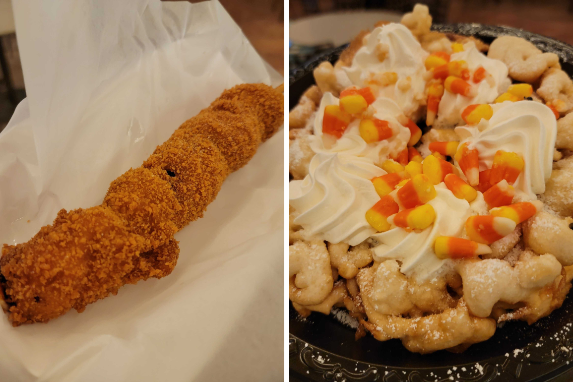 REVIEW Korean Corn Dog and Candy Corn Funnel Cake from Hollywood and