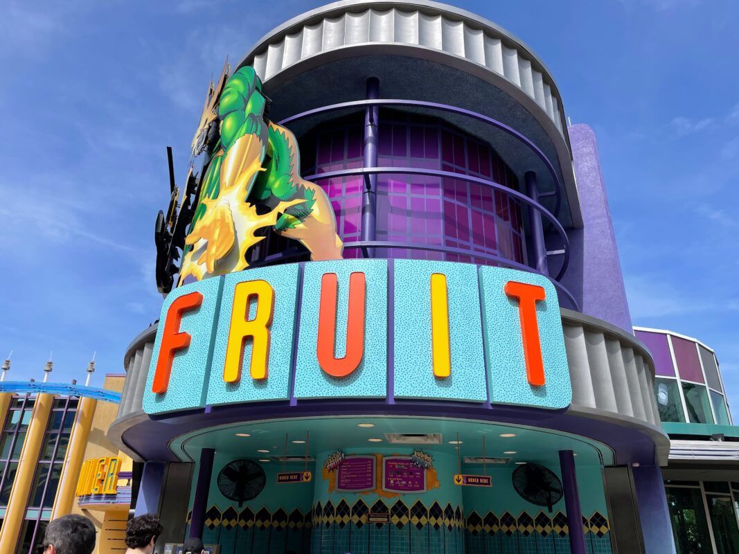 New "Fruit" sign at Marvel Super Hero Island.