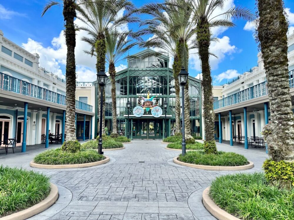 The exterior of Disney's Port Orleans Resort - French Quarter.