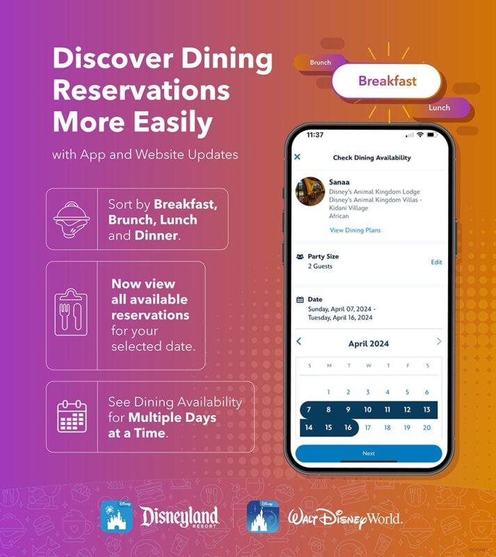 Disney Dining Reservations Search Now Shows All Available Time Slots 