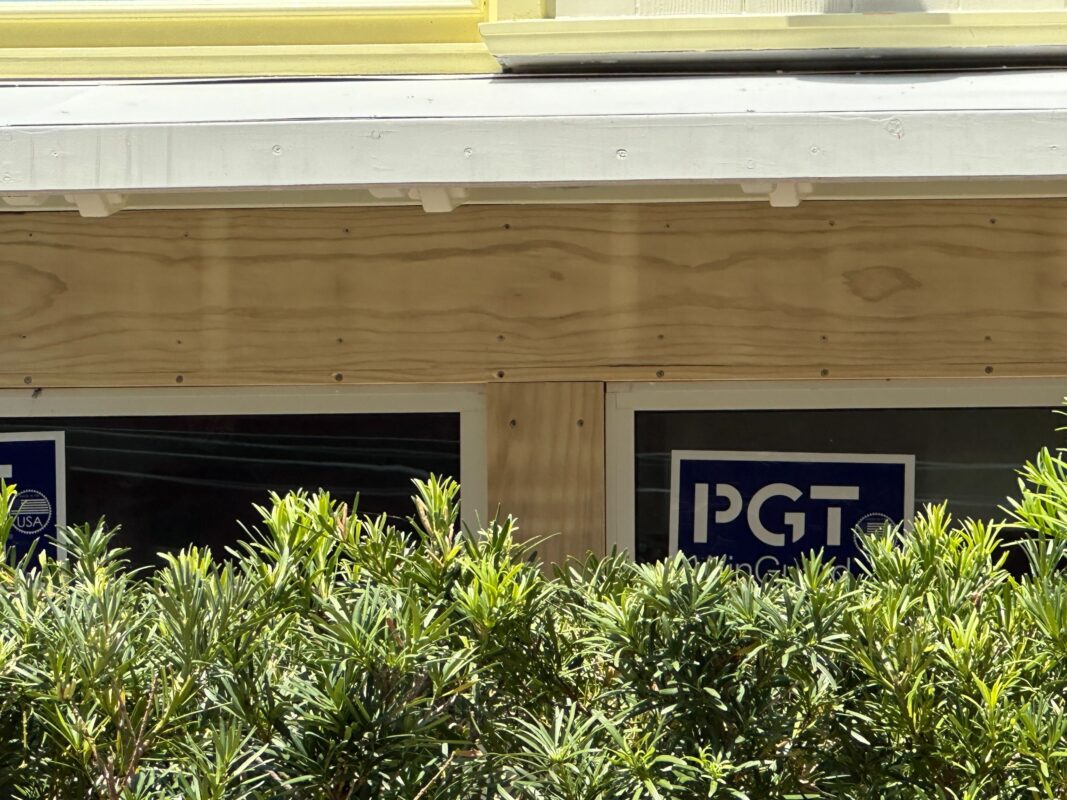 A zoomed-in photo of the newly installed windows by PGT.