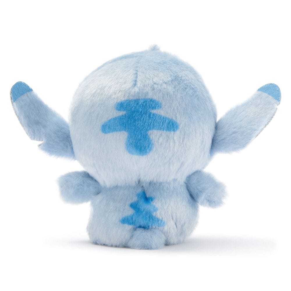 A blue Urupocha-Chan Plush faces away, arms raised, showing blue patterns on its back and head.