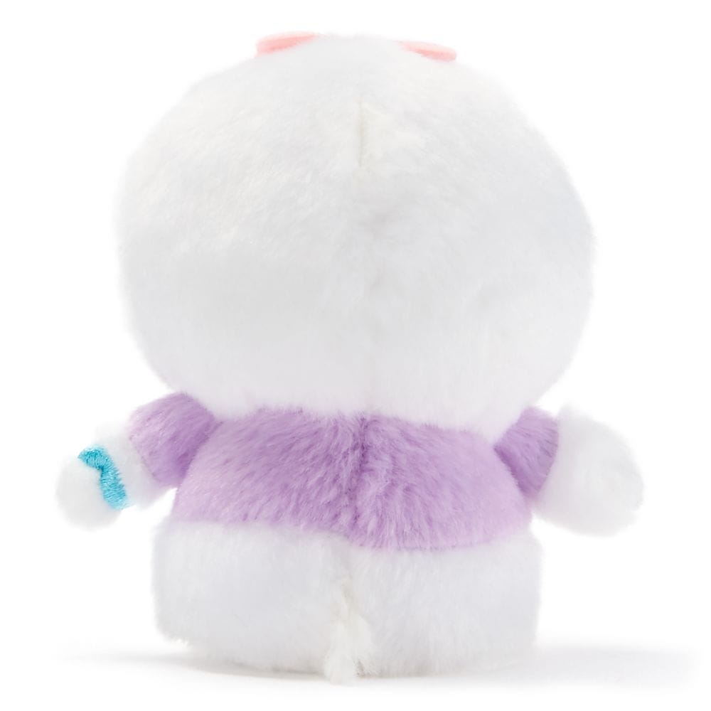 Urupocha-chan Plush with white fur, purple jacket, and blue bracelet—Disney Store Japan exclusive, shown from the back.
