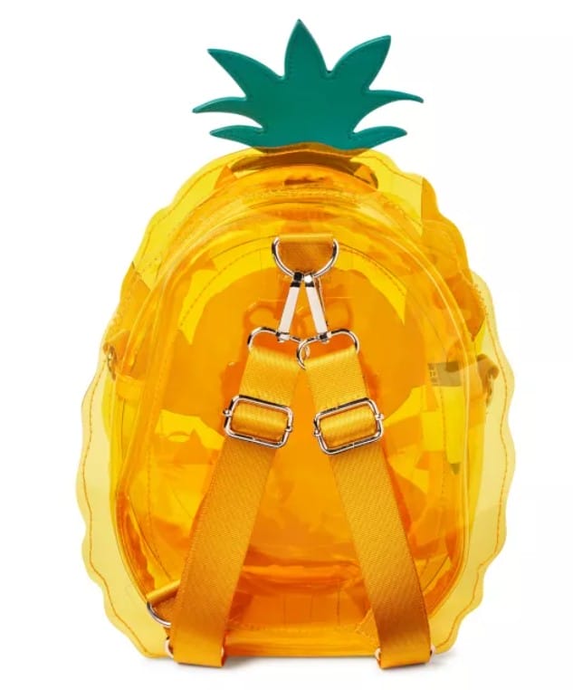 A clear yellow backpack shaped like a pineapple, inspired by Lilo & Stitch merchandise collection.