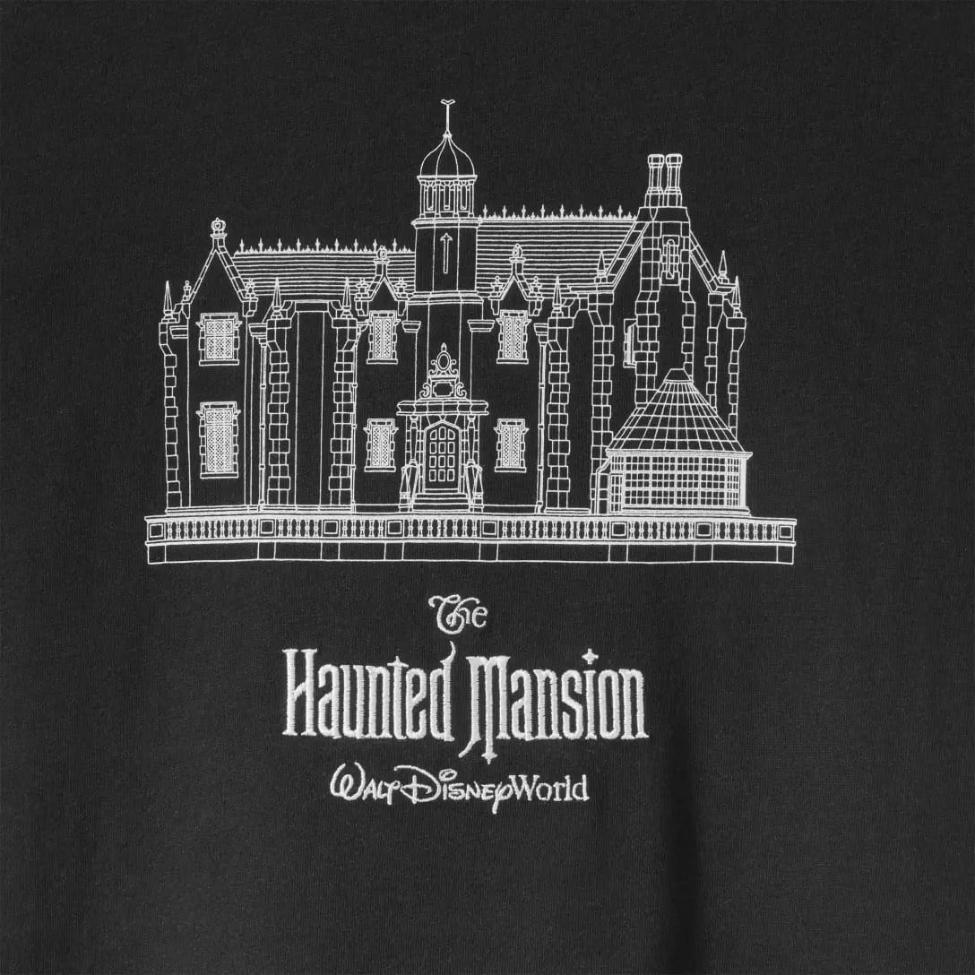 White line drawing of the Haunted Mansion with "The Haunted Mansion Walt Disney World"—a Disney Store exclusive.