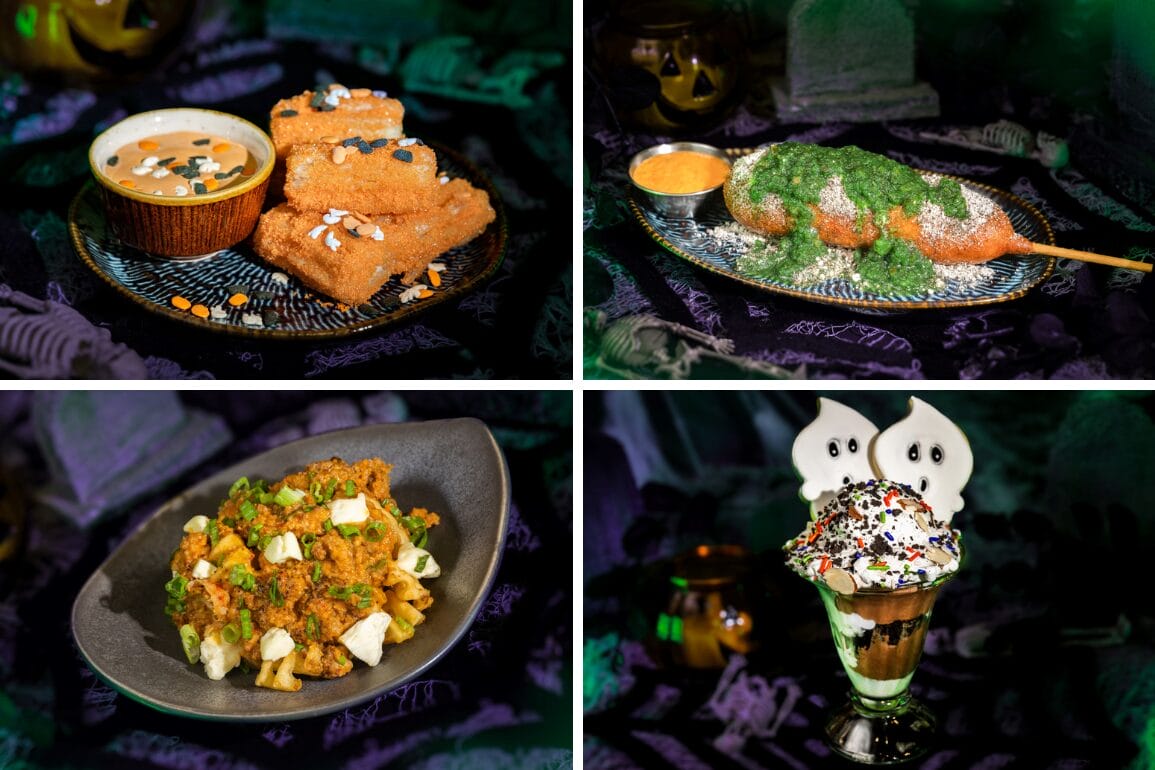 Enjoy spooky food and beverages at the 2025 Mickey's Not So Scary Halloween Party, like ghost sundaes and festive skewers.