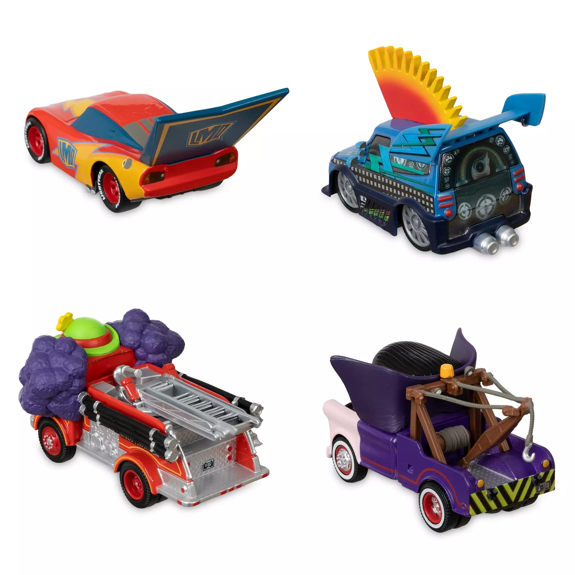 Four colorful Cars Halloween Die Cast toys with unique designs, displayed on a white background.
