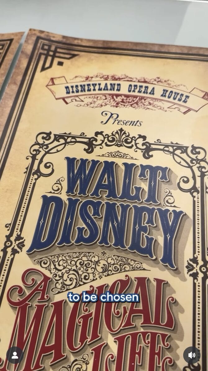Close-up of a vintage Disneyland Opera House program featuring the Magical Life of Walt Disney on the cover.