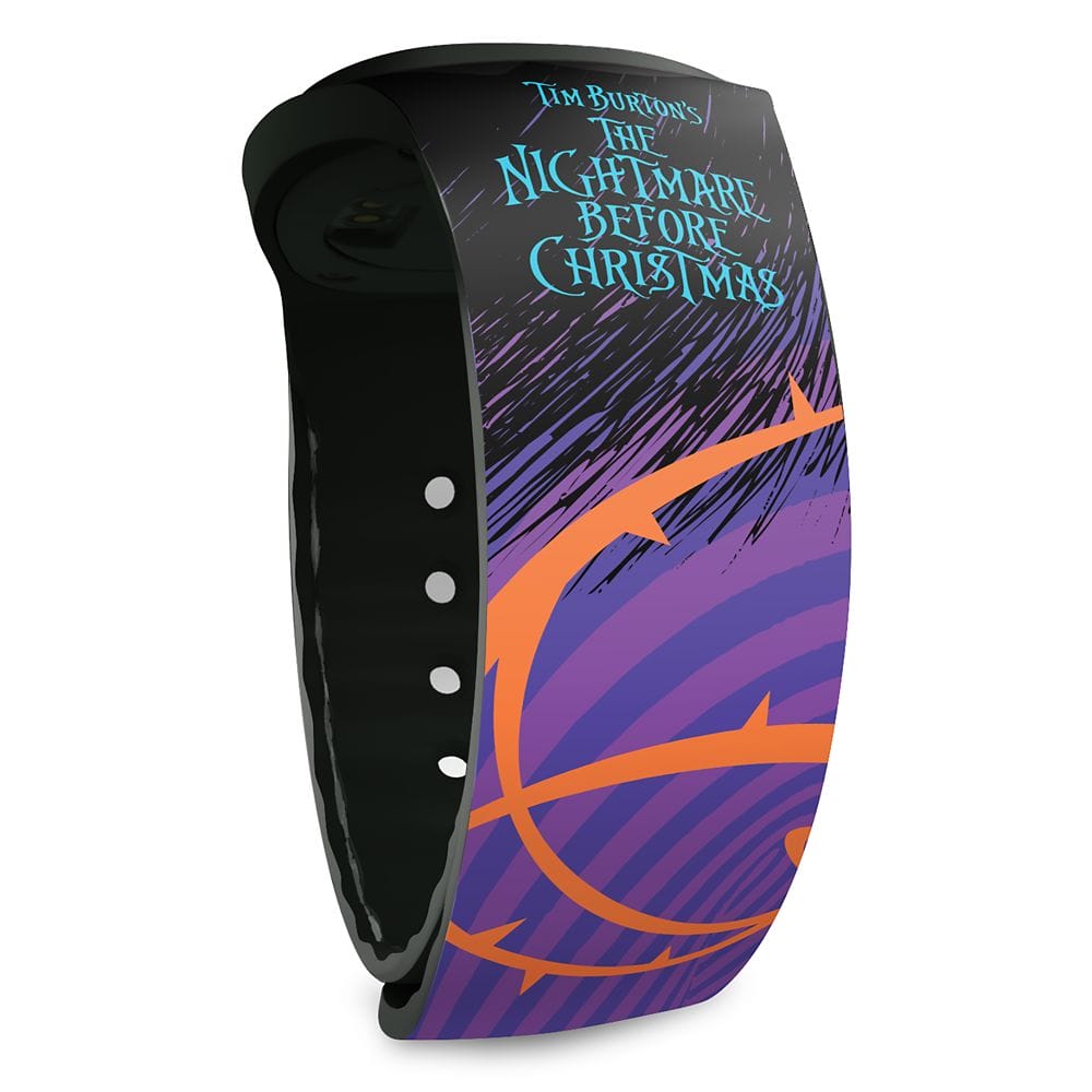 Black MagicBand with "The Nightmare Before Christmas" text and purple, orange swirling design.
