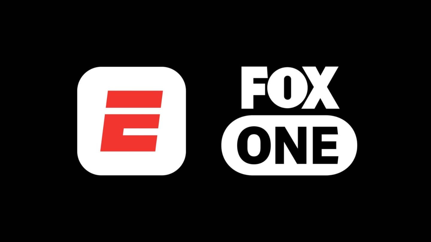 ESPN and Fox One logos side by side on a black background.
