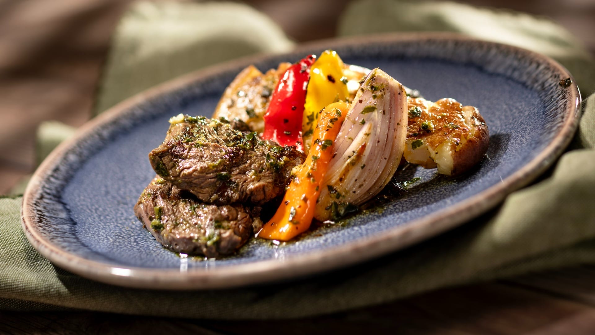 Grilled steak, roasted peppers, onions, and potatoes—perfect for 2025 EPCOT Food & Wine Festival menus.