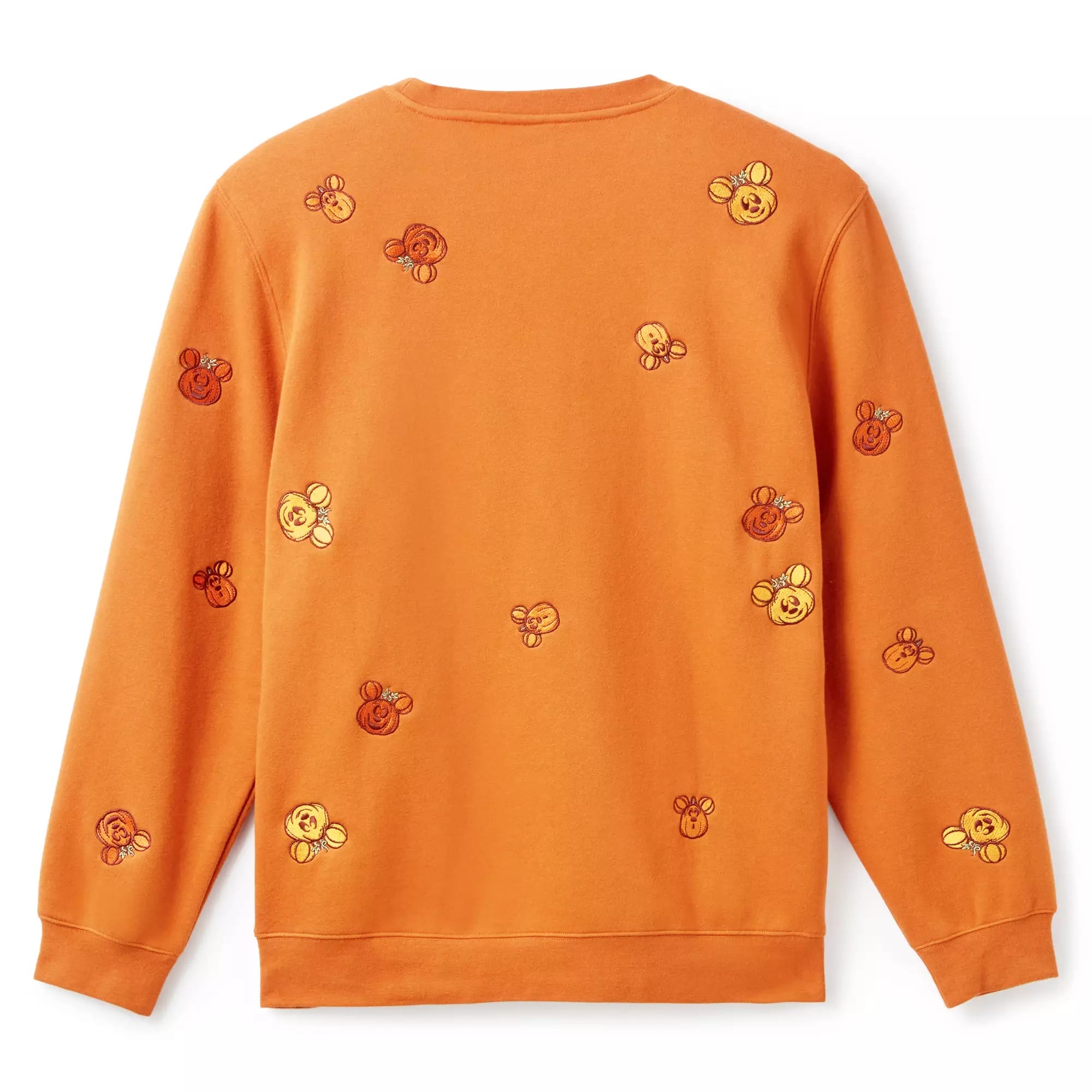 Orange sweatshirt from Disney Store featuring embroidered honeybee, bear face patterns—a cute Halloween apparel pick.