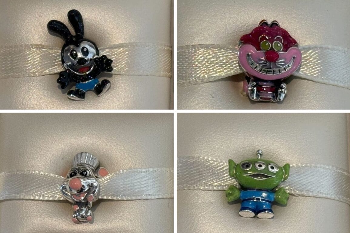 Four colorful cartoon character charms, including a rabbit and cat, perfect for Pandora Charms or a Disney-inspired look.