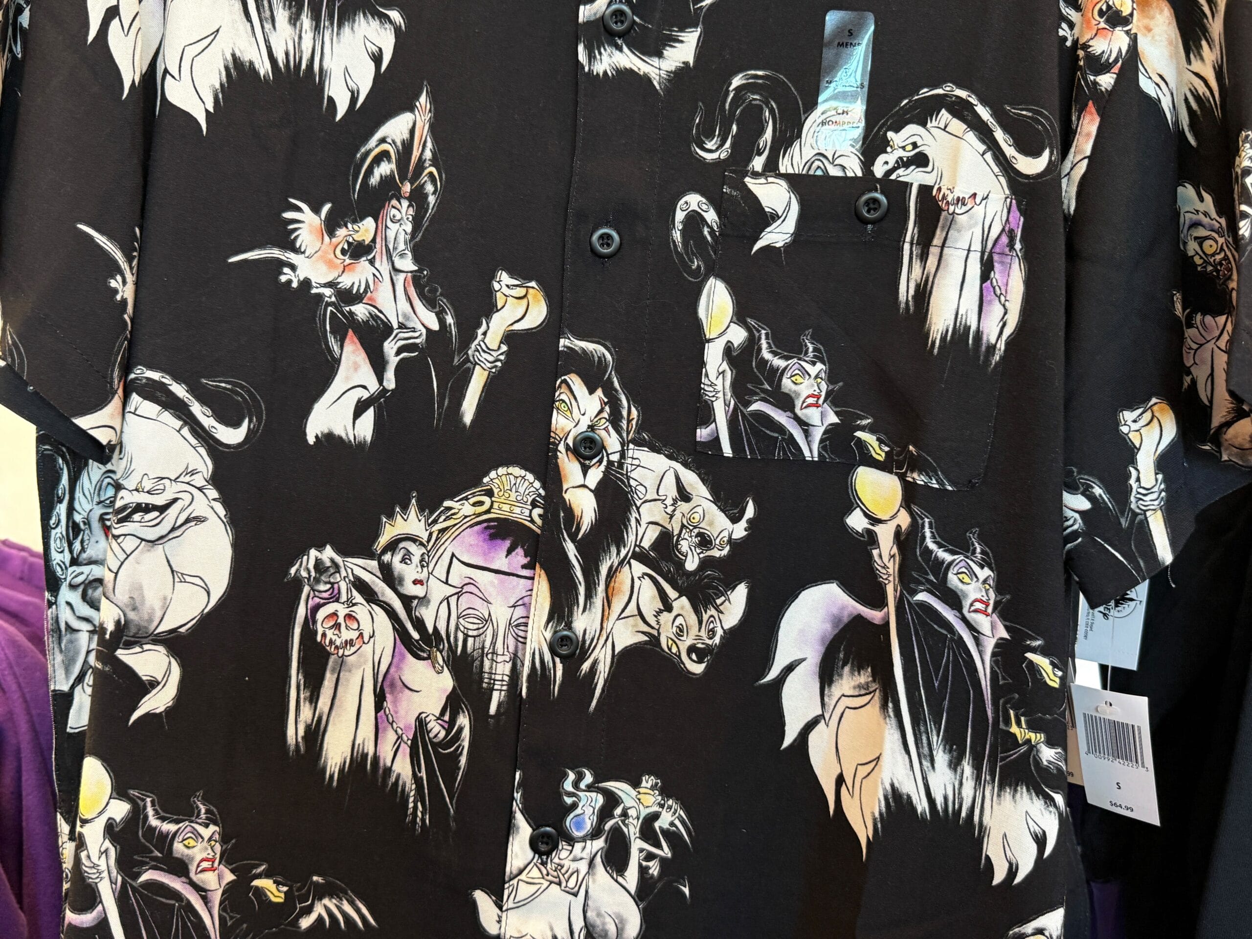 Black Villains Apparel shirt featuring Disney villains like Maleficent, Ursula, and Hades—official Disneyland Resort merchandise.