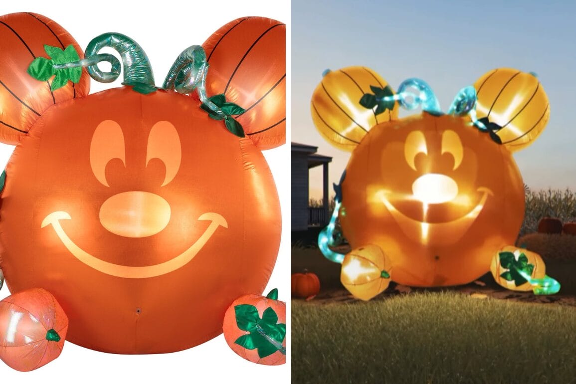 Mickey Mouse Pumpkin Inflatable from Sam's Club, smiling by day and glowing at night in your yard.