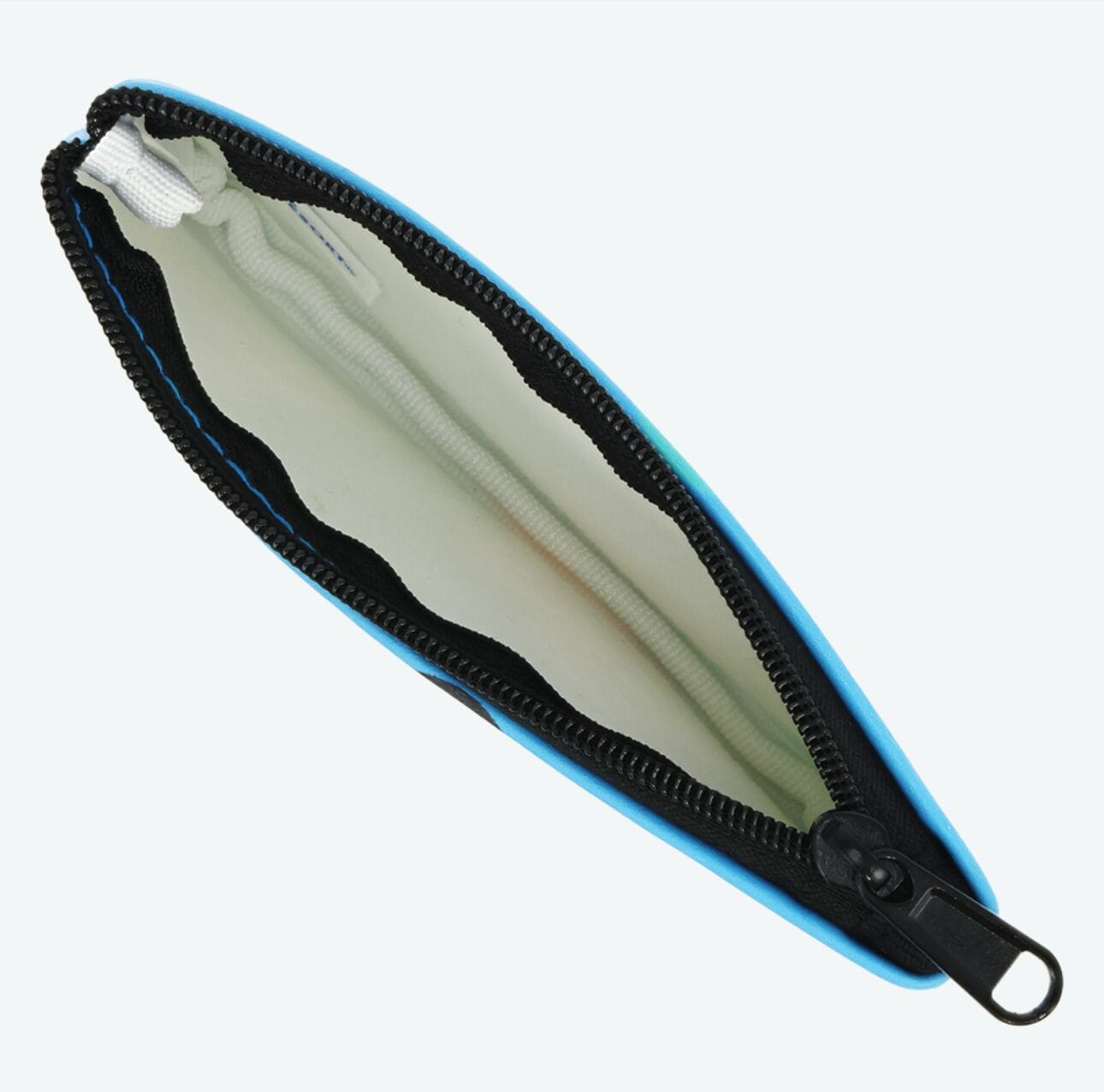 Top view of an open blue zippered pouch—perfect for carrying 2026 Calendars or Tokyo Disney Resort planners.