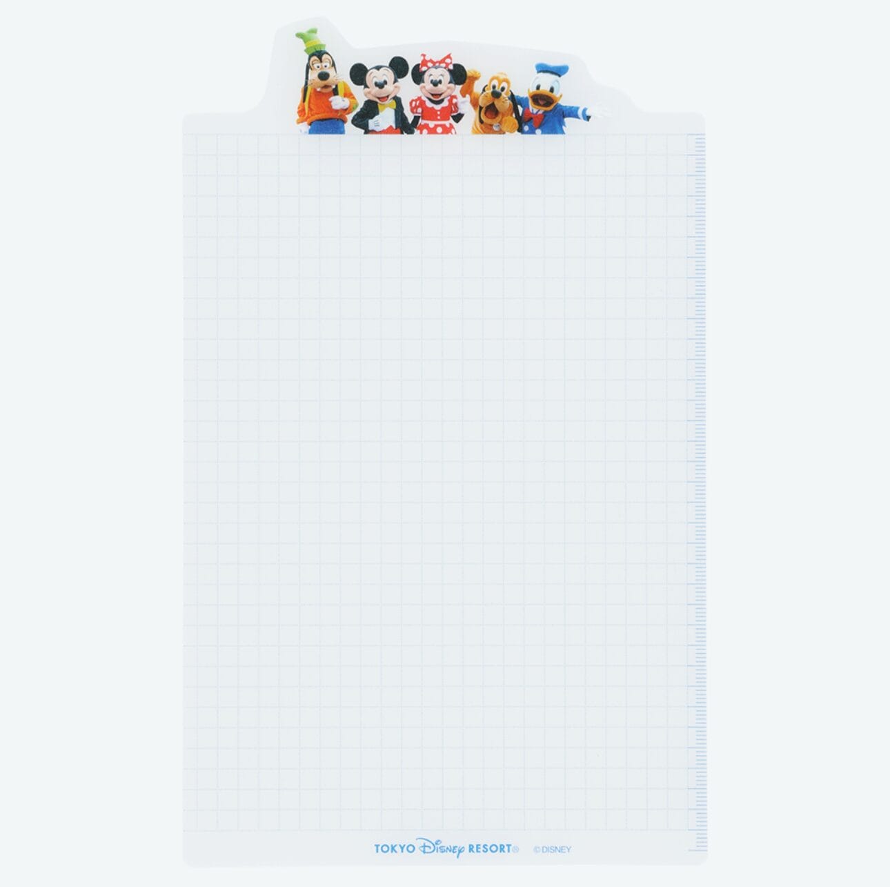 Grid notepad with cartoon images of Disney pals at the top—perfect for Planners or Tokyo Disney Resort fans.