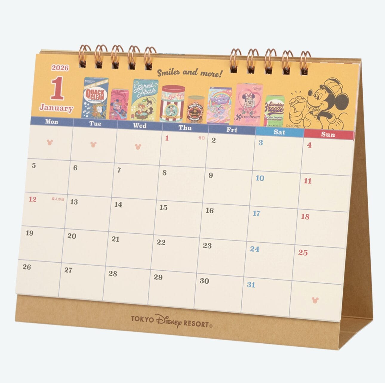 A 2026 desk calendar with Disney designs and Minnie Mouse, inspired by Tokyo Disney Resort, perfect for planners.