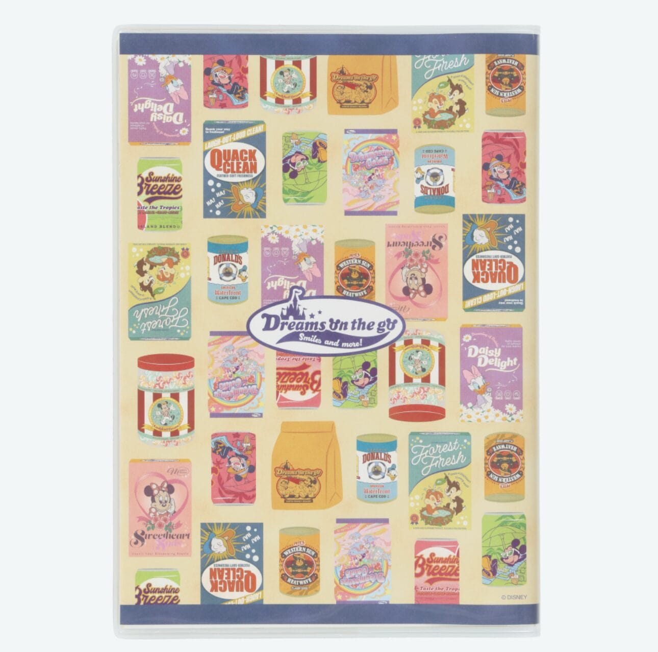 Colorful folder featuring Tokyo Disney Resort characters and vintage-style food, perfect for planners or 2026 calendars.