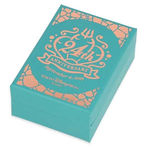 Turquoise box with a gold "24th Anniversary" design, dated September 4, 2025, for Tokyo DisneySea.