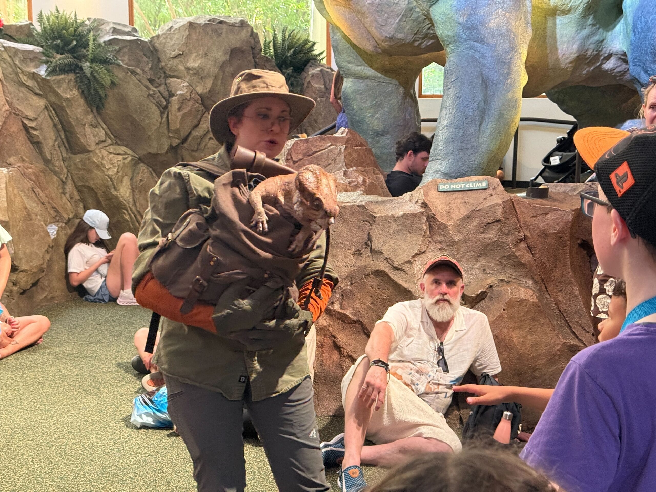 Dolores the Baby Aquilops From Jurassic World Rebirth Meeting Guests at Universal Orlando Resort