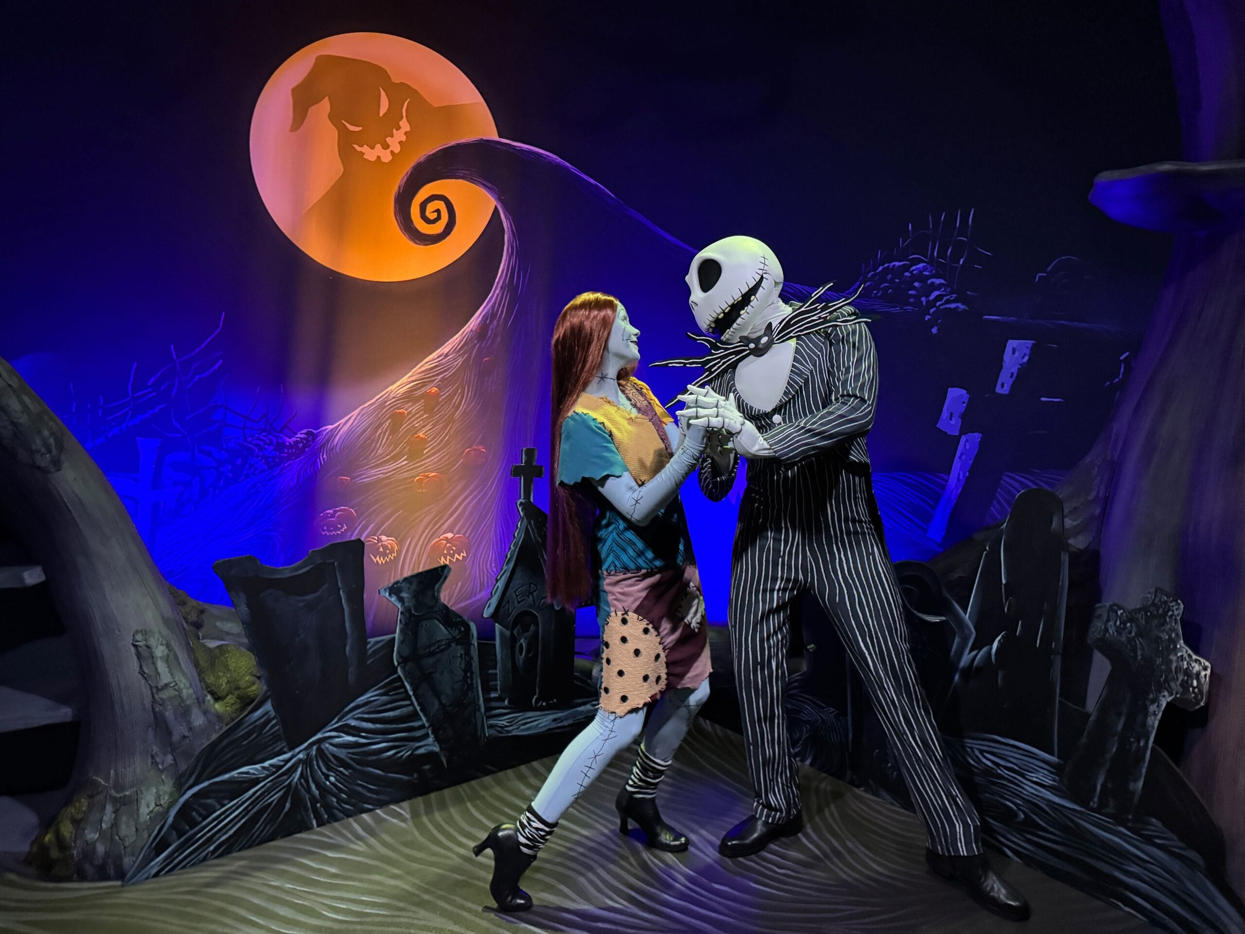 Jack Skellington and Sally dance under an orange moon at Mickey’s Not So Scary Halloween Party 2025.