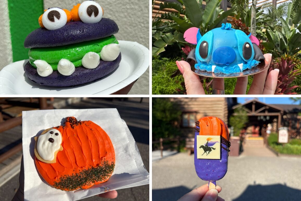 A collage of colorful Halloween Treats, reviewed and rated from Walt Disney World Hotels, shaped like monsters and characters.
