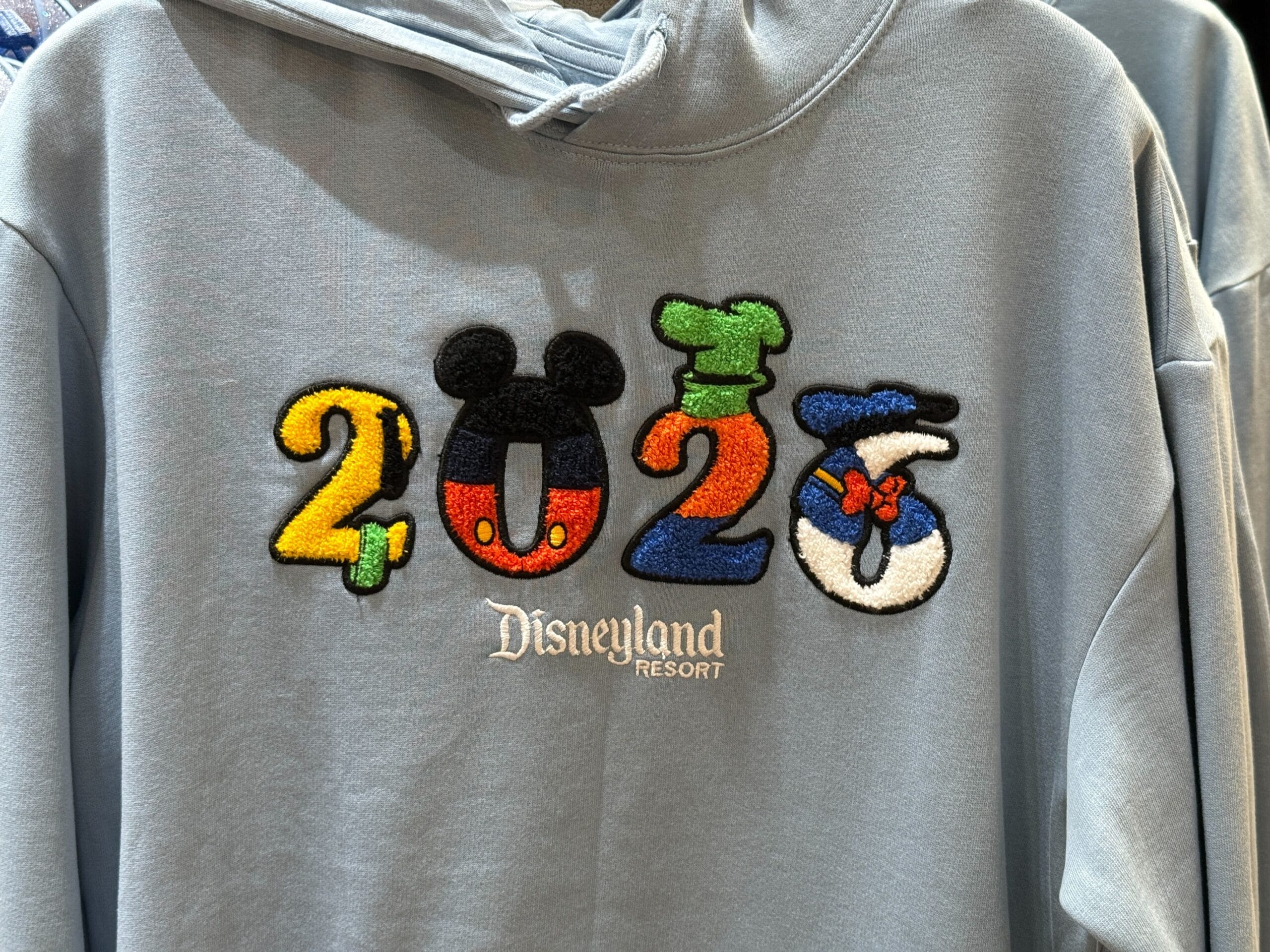 Gray hoodie features Disney-themed "2026" and "Disneyland Resort"—a must-have for 2026 merchandise collectors.