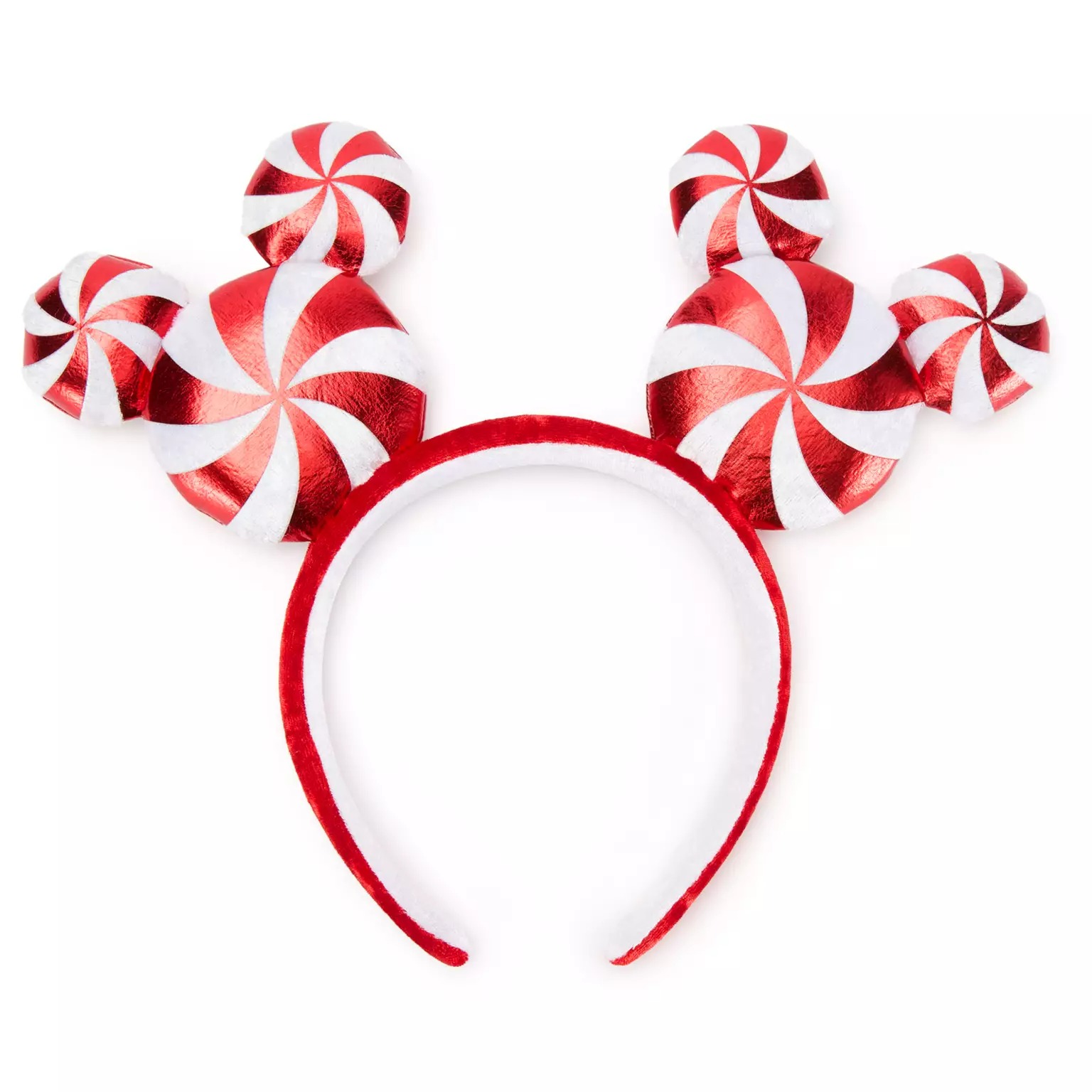 Disney Christmas Merch 2025 - Red and white Mickey Mouse ears headband, peppermint-themed—perfect 2025 Disney Christmas Merchandise from the Disney Store.