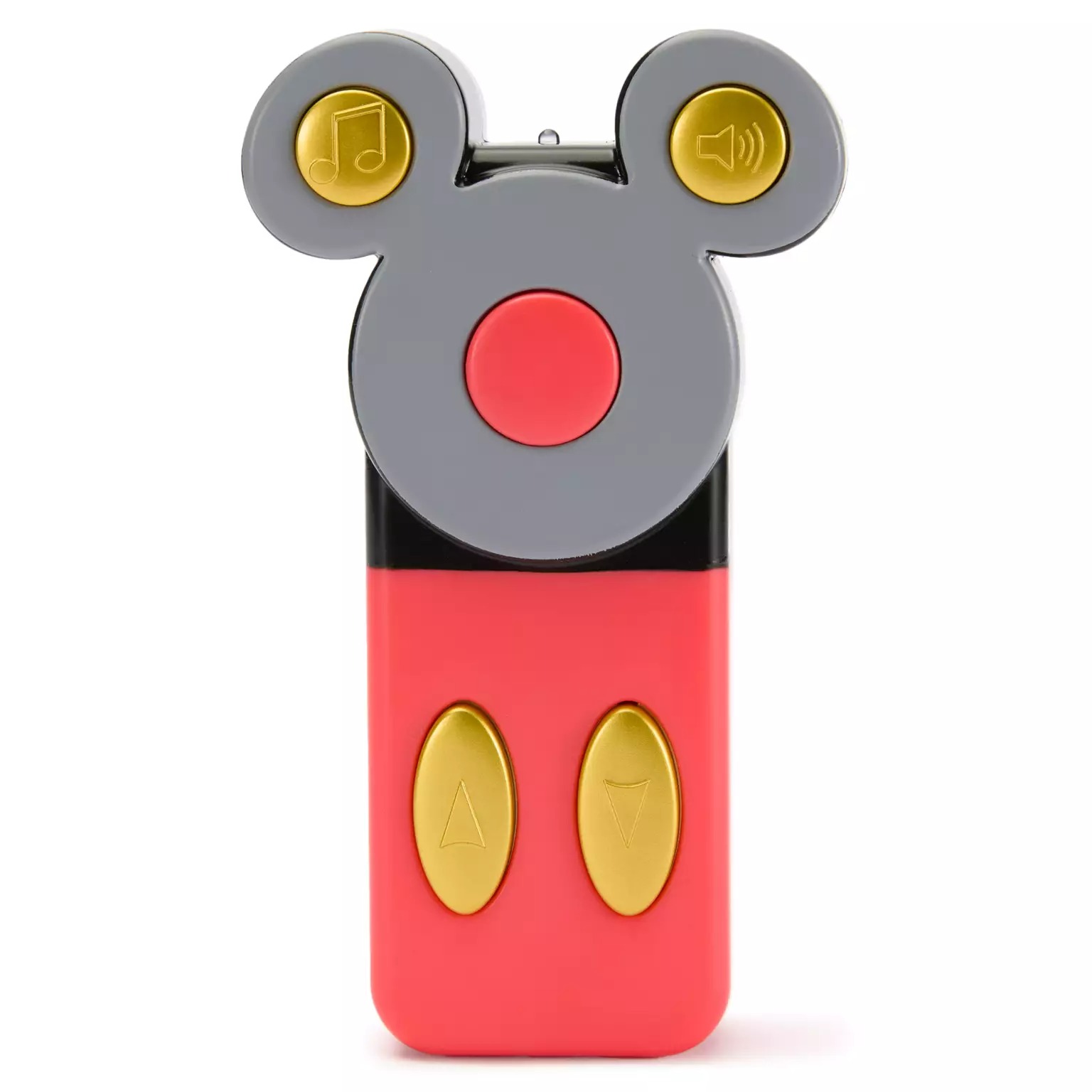Disney Store exclusive: Mickey Mouse remote control, gold buttons, red and gray—perfect for 2025 Disney Christmas Merchandise.
