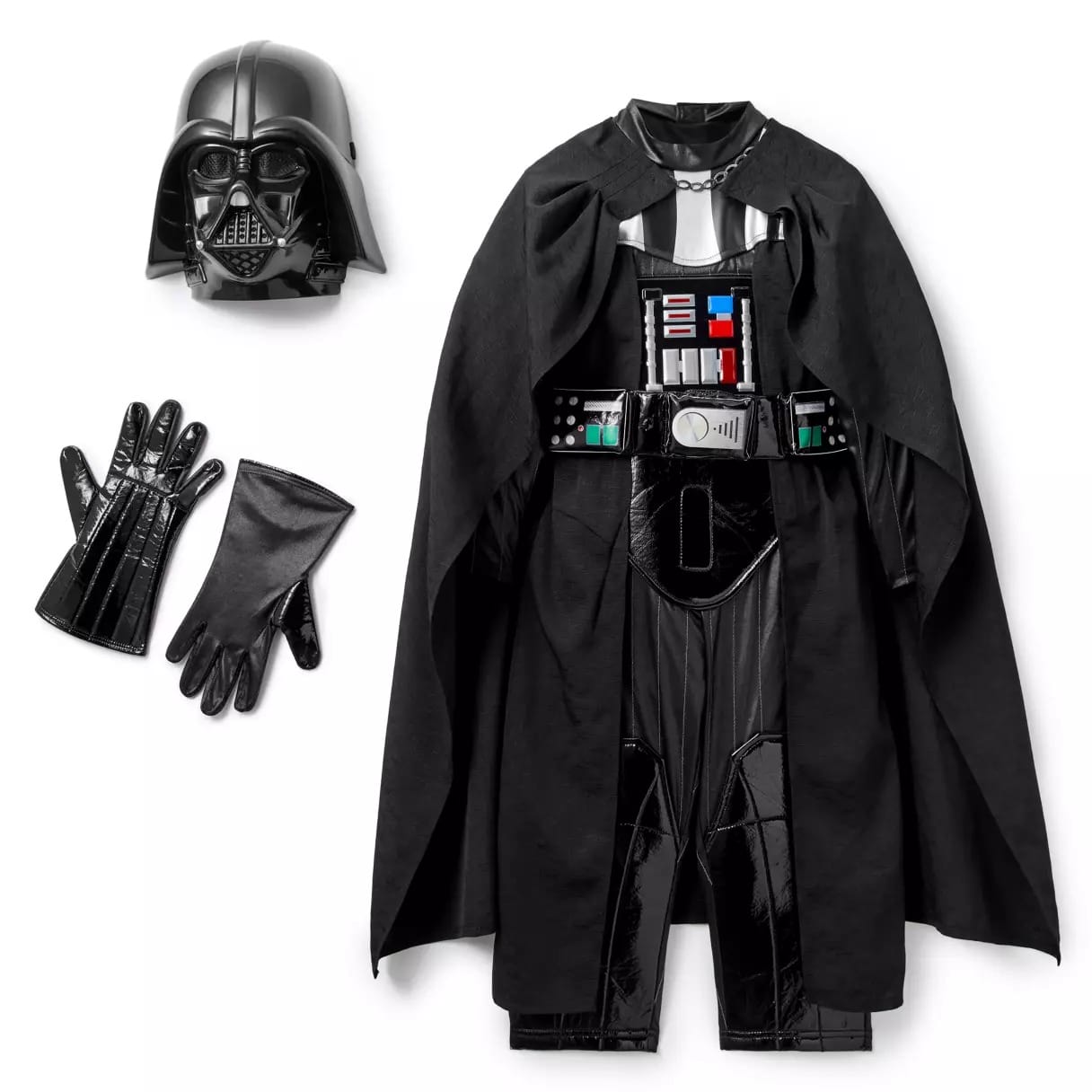 Children’s Darth Vader costume set from Disney Store—perfect for Halloween costumes, includes helmet, gloves, cape, and suit.