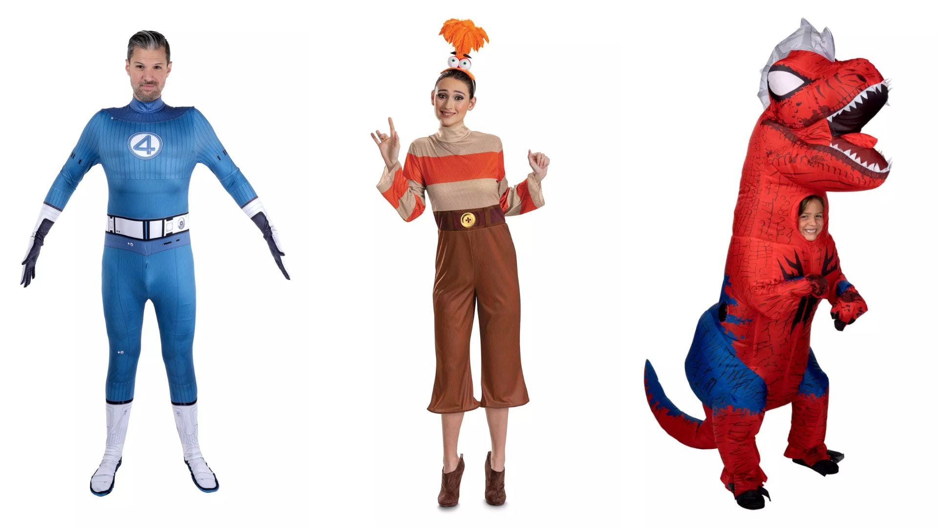 A group of people in Halloween costumes from the Disney Store.