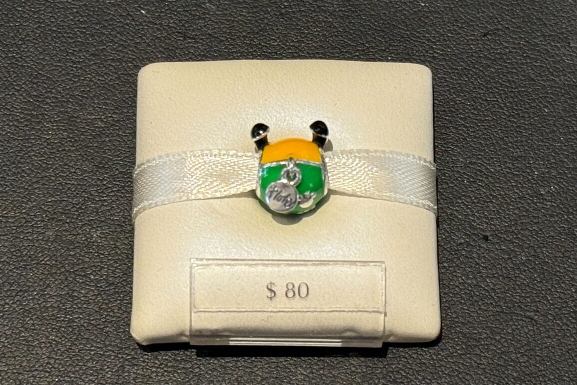 A small box with a turtle charm, perfect for fans of Pluto Pandora Charms or Disneyland Resort keepsakes.