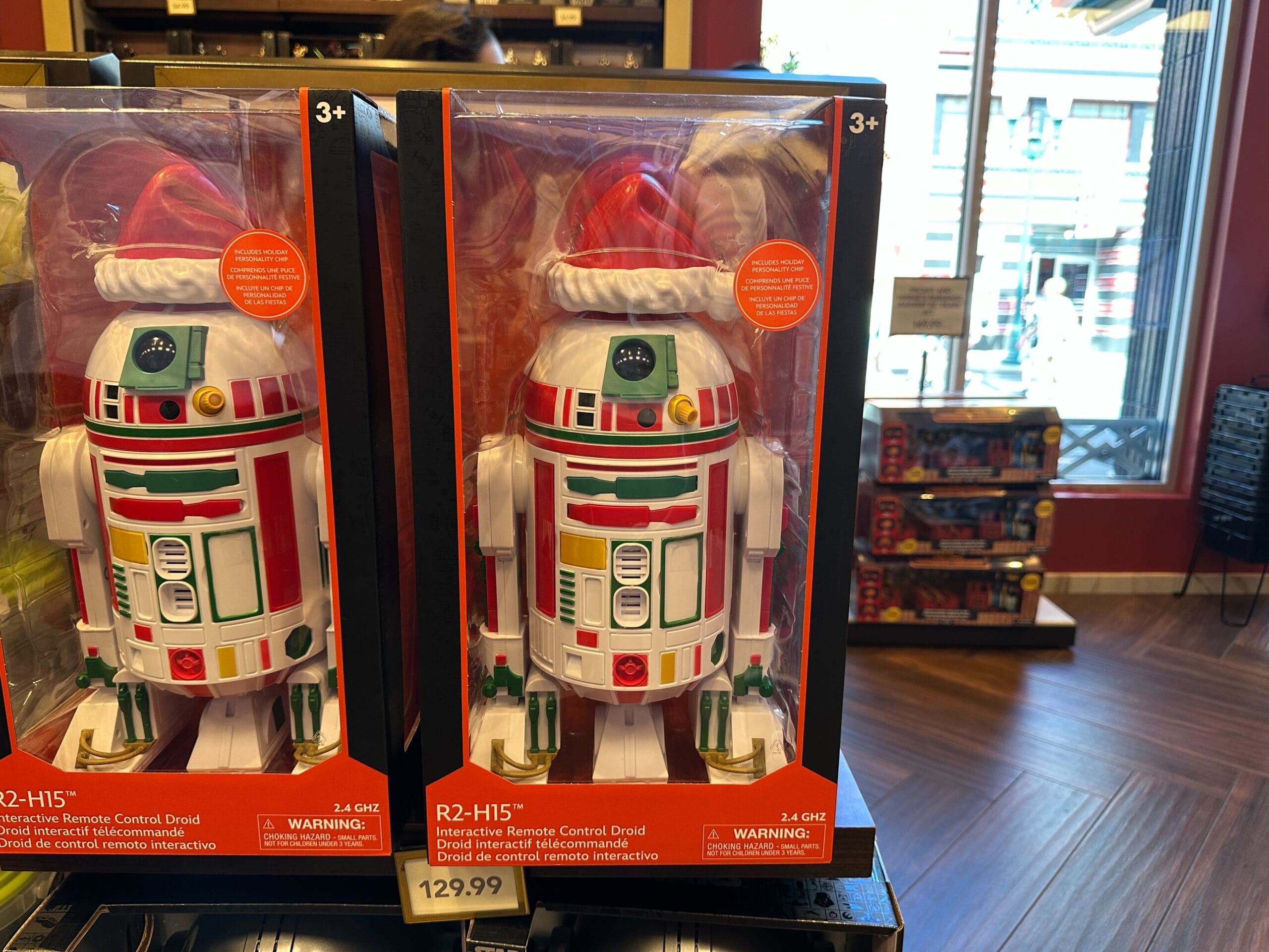 A toy robot in boxes