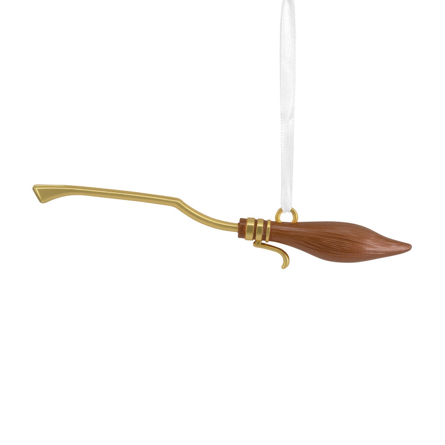 A miniature broomstick ornament with a gold handle