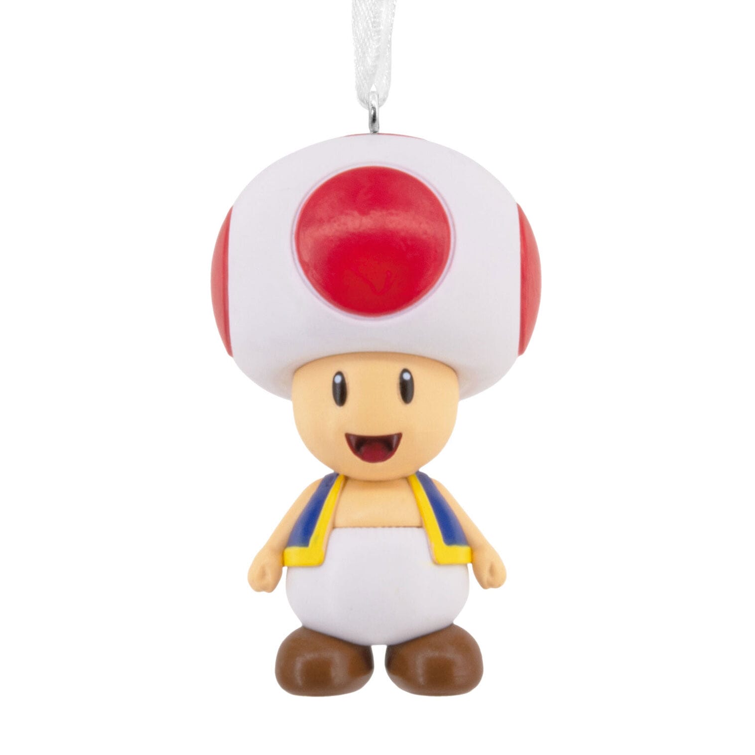 Ornament of Toad from Mario, featuring his big mushroom cap and blue vest