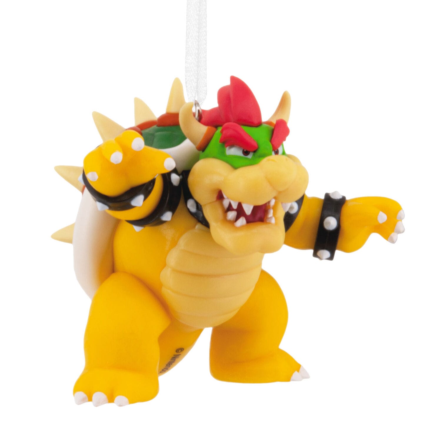 A Bowser Hallmark Ornament, yellow with a spiked shell and red hair