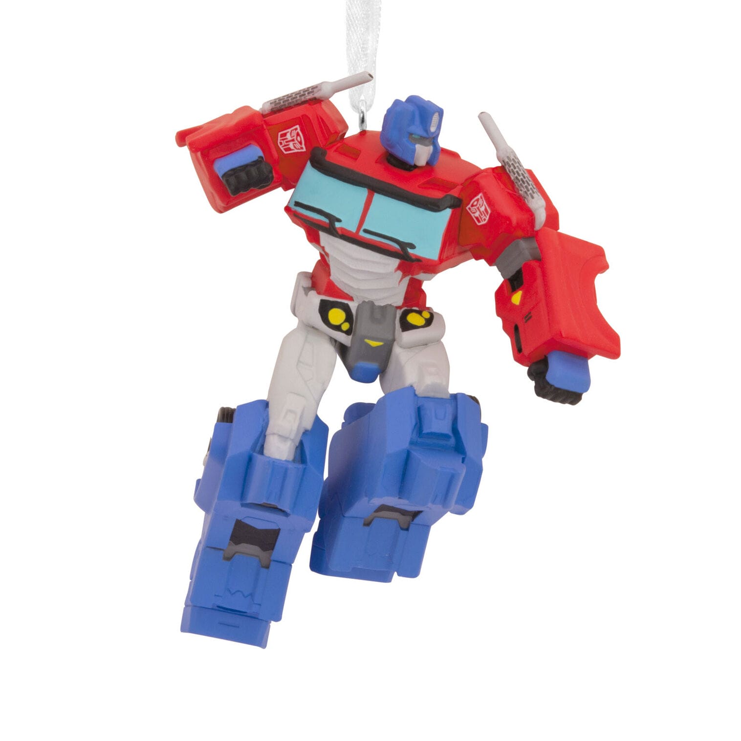 Hallmark Ornaments robot toy ornament in red, blue, and white with a silver loop