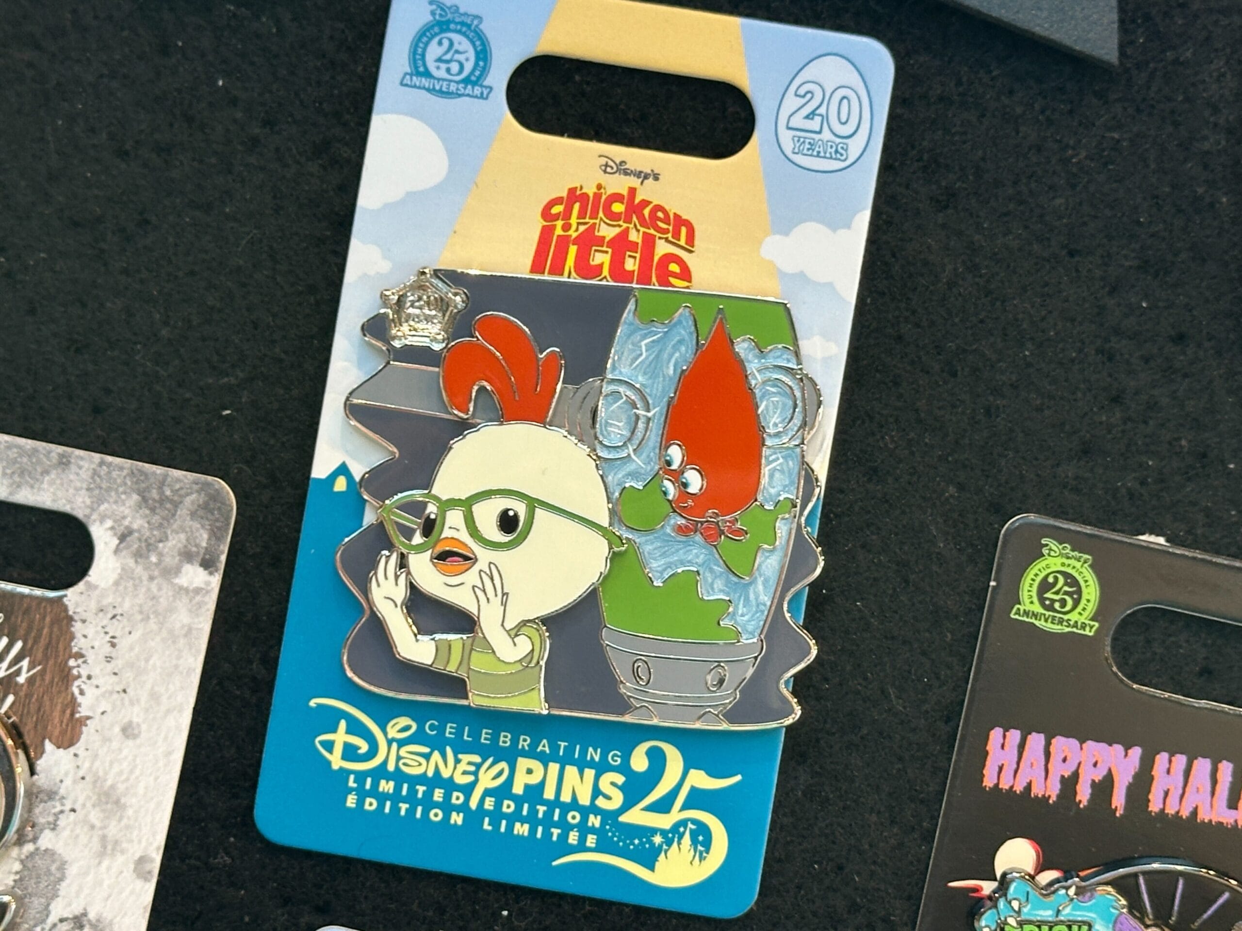 Disney World pin with Chicken Little and Tina, marking Disney Pins' 25th anniversary