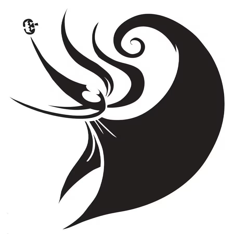 Abstract black and white illustration of a stylized woman in a flowing dress, echoing the elegance seen in Disney park castle art.