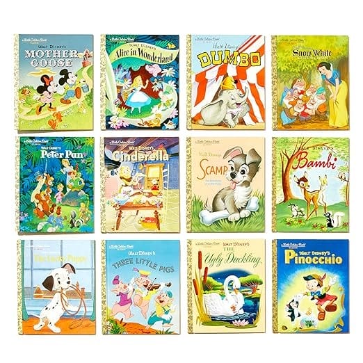 Twelve Disney Little Golden Books including Cinderella and Bambi—perfect for storytime or Amazon Prime Big Deal Day savings.