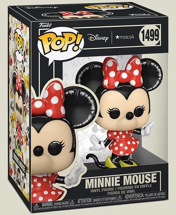 Funko Pop! Minnie Mouse in a Macy’s Holiday Collection box, wearing her festive red polka dot outfit seen in Disney Parks.