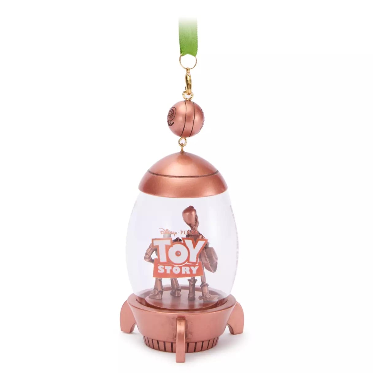 Disney Store Toy Story ornament with Woody and Buzz in a rocket dome—part of the 2025 Christmas merchandise.