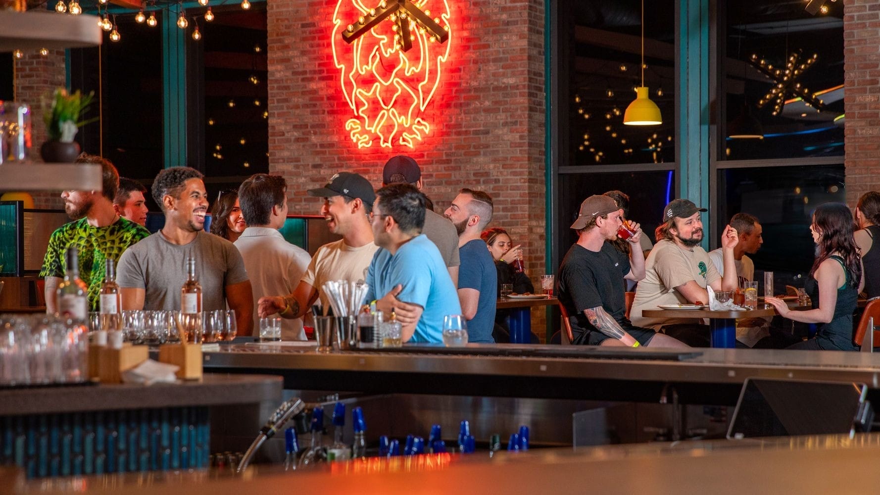 People mingle at a vibrant gastropub in Level99.