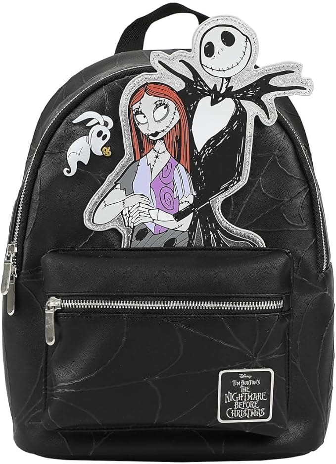 Disney black backpack featuring Jack Skellington, Sally, and Zero—perfect for Amazon Prime’s Big Deal Day.